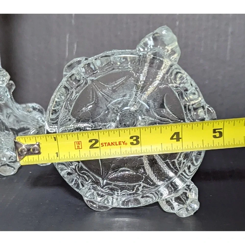 Vtg Clear European Pressed-Glass Koi Fish/Dolphin-Footed Candlesticks (Pair)